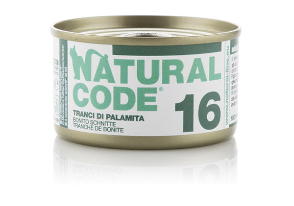 NATURAL CODE GATTO LATTINA (16) ADULTO TRANCI DI PALAMITA 85 GR