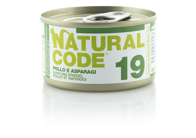 NATURAL CODE GATTO LATTINA (19) ADULTO POLLO & ASPARAGI 85 GR