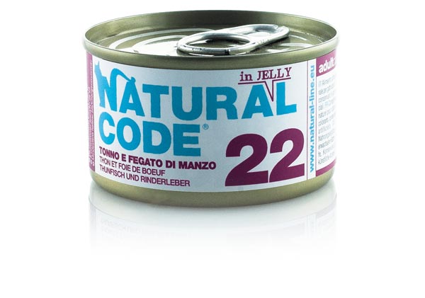 NATURAL CODE GATTO LATTINA (22) ADULTO TONNO & FEGATO DI MANZO 85 GR