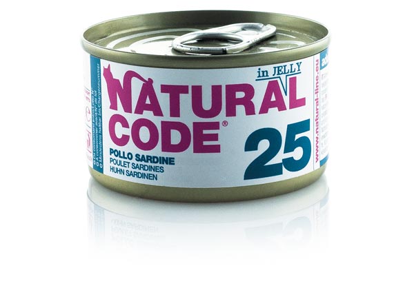 NATURAL CODE GATTO LATTINA (25) ADULTO POLLO & SARDINE 85 GR