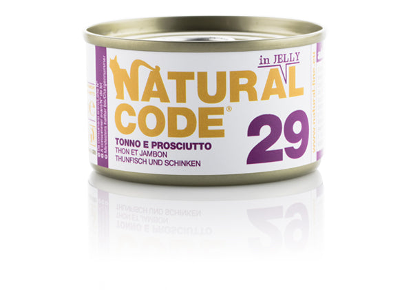 NATURAL CODE GATTO LATTINA (29) ADULTO TONNO & PROSCIUTTO 85 GR