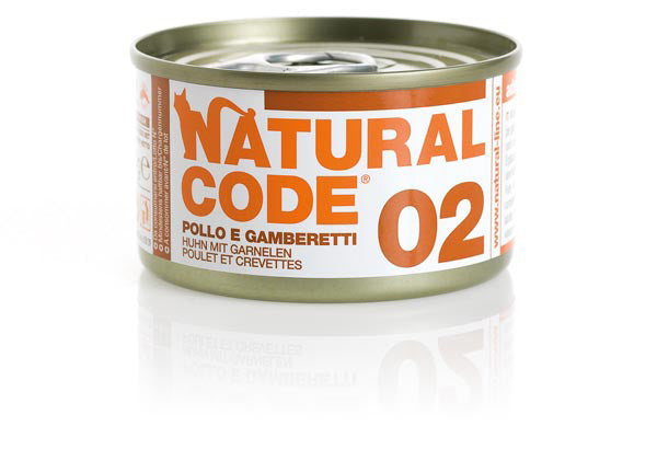 Natural Code Gatto Lattina (02) Adulto Pollo & Gamberetti 85 g