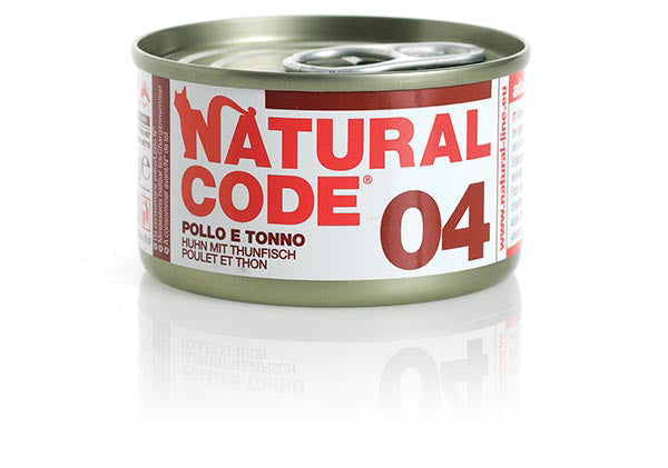 NATURAL CODE GATTO LATTINA (04) ADULTO POLLO & TONNO 85 GR