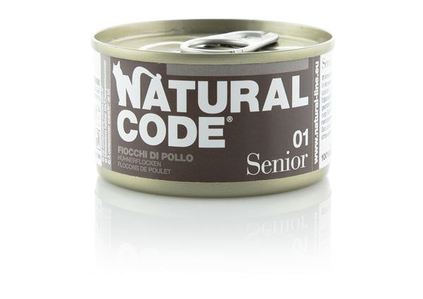 NATURAL CODE GATTO LATTINA (S01) SENIOR FIOCCHI DI POLLO 85 GR