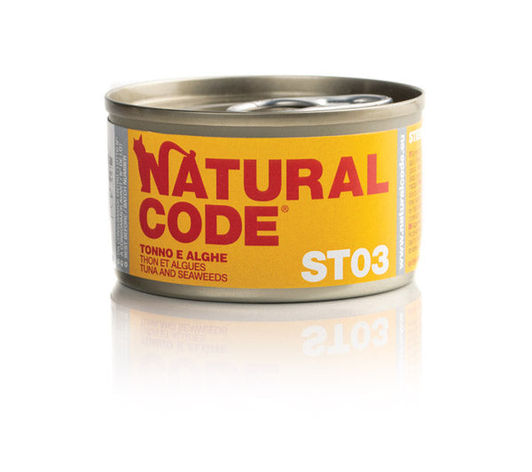 NATURAL CODE GATTO LATTINA (ST03) ADULTO STERILIZZATO TONNO & ALGHE 85 GR