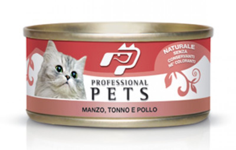 Pet Professional Gatto Adulto Manzo, Tonno & Pollo Lattina 70 g