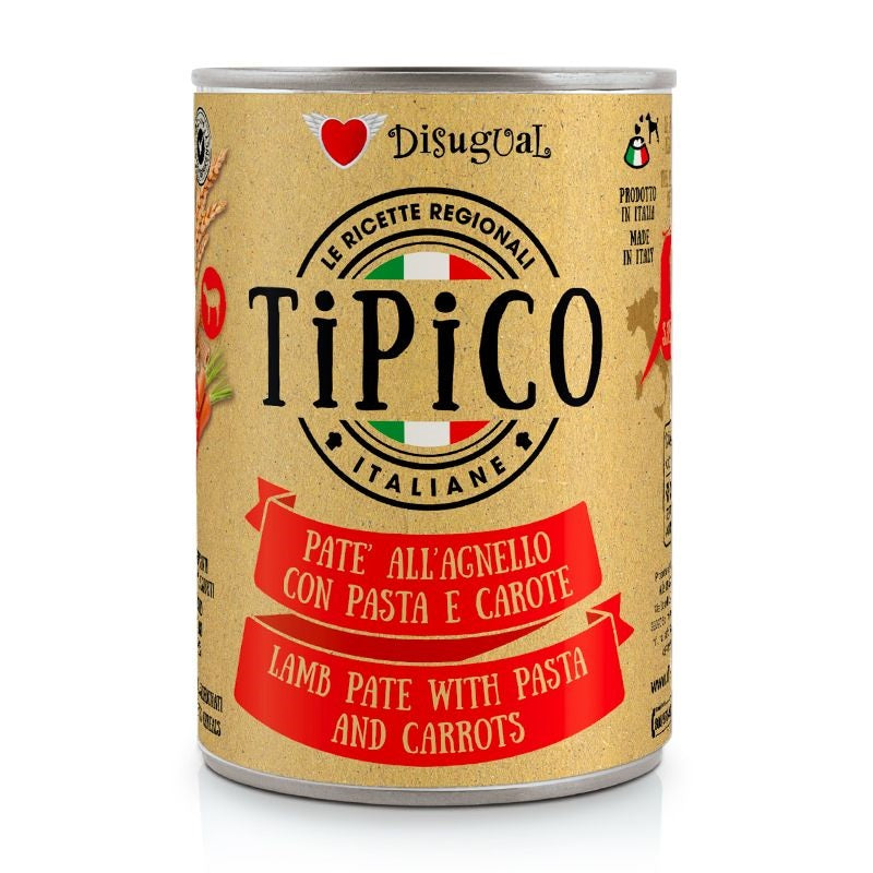 Disugual Cane Tipico Adulto Agnello, Pasta & Carote Lattina 400 g
