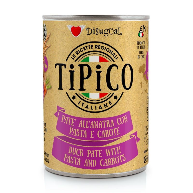 Disugual Cane Tipico Adulto Anatra, Pasta & Carote Lattina 400 g