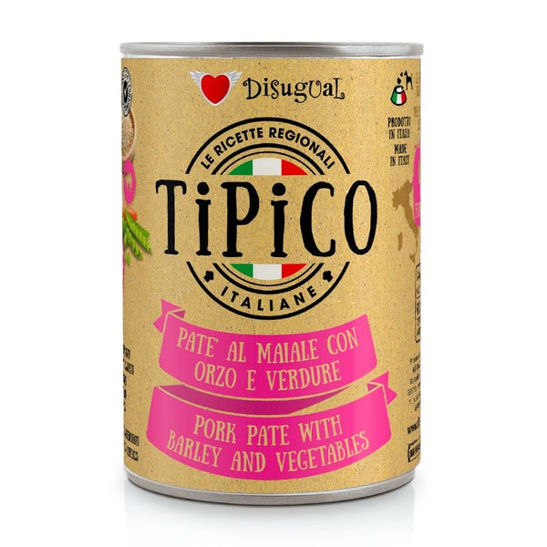 DISUGUAL CANE TIPICO ADULTO MAIALE, ORZO & VERDURE LATTINA 400 GR