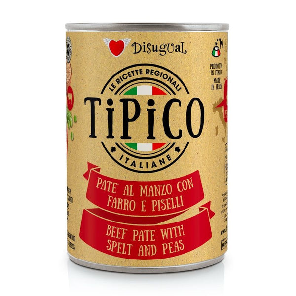 DISUGUAL CANE TIPICO ADULTO MANZO, FARRO & PISELLI LATTINA 400 GR