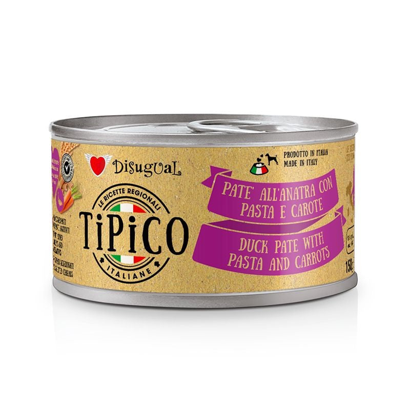 Disugual Cane Tipico Adulto Anatra, Pasta & Carote Lattina 150 g