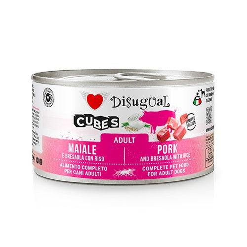 DISUGUAL CANE CUBES ADULTO MAIALE, BRESAOLA & RISO LATTINA 150 GR