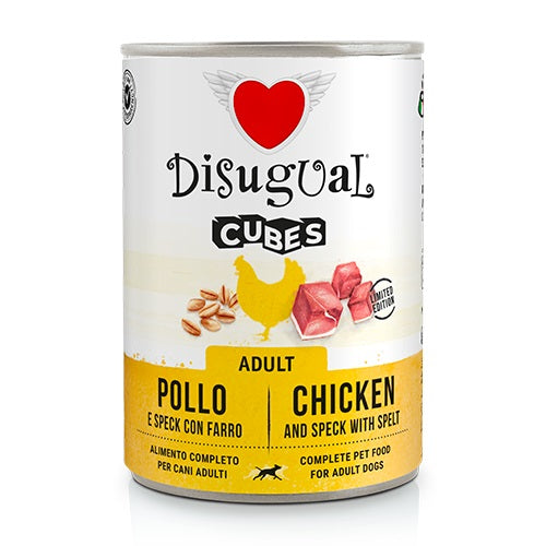 DISUGUAL CANE CUBES ADULTO POLLO, SPECK & FARRO LATTINA 400 GR