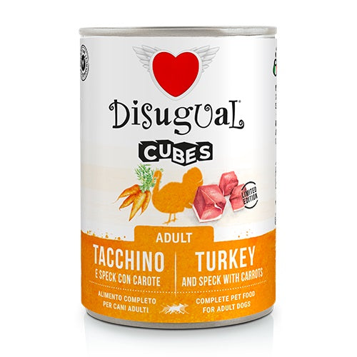 Disugual Cane Cubes Adulto Tacchino, Speck & Carote Lattina 400 g