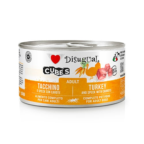 Disugual Cane Cubes Adulto Tacchino, Speck & Carote Lattina 150 g