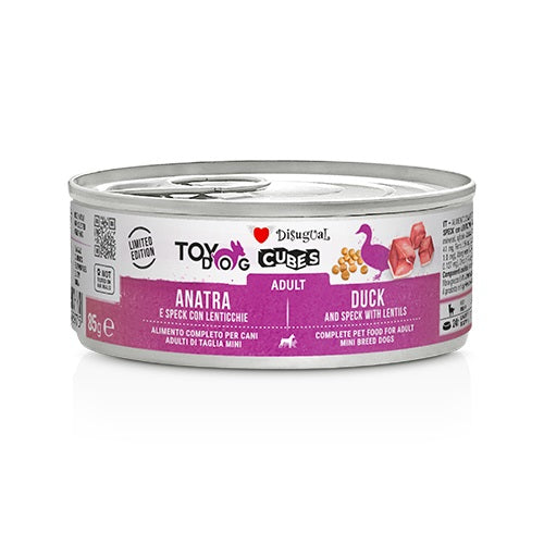DISUGUAL CANE TOYDOG CUBES ADULTO ANATRA, SPECK & LENTICCHIE LATTINA 85 GR