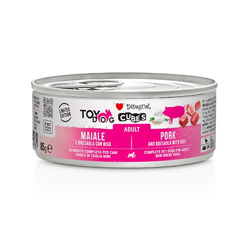 Disugual Cane Toydog Cubes Adulto Maiale, Bresaola & Riso Lattina 85 g