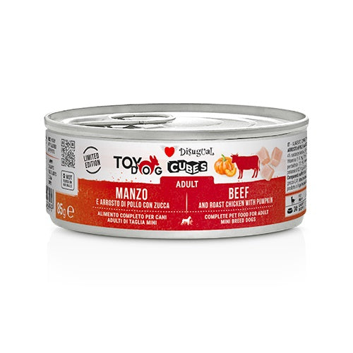 DISUGUAL CANE TOYDOG CUBES ADULTO MANZO, ARROSTO DI POLLO & ZUCCA LATTINA 85 GR