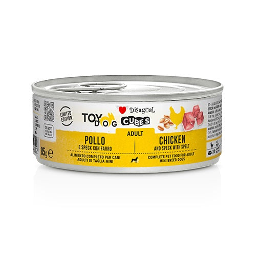 DISUGUAL CANE TOYDOG CUBES ADULTO POLLO, SPECK & FARRO LATTINA 85 GR