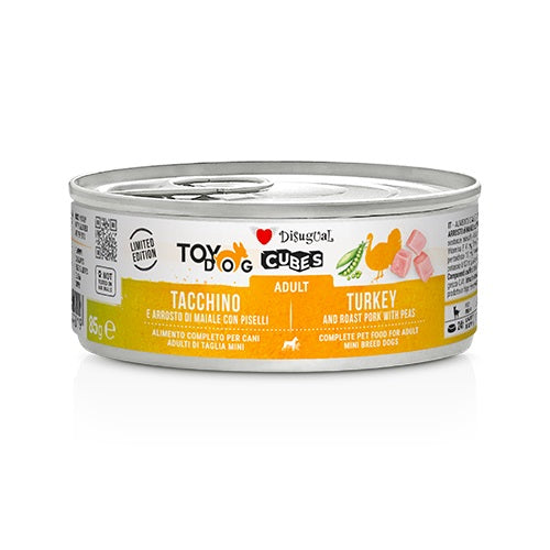 DISUGUAL CANE TOYDOG CUBES ADULTO TACCHINO, ARROSTO DI MAIALE & PISELLI LATTINA 85 GR