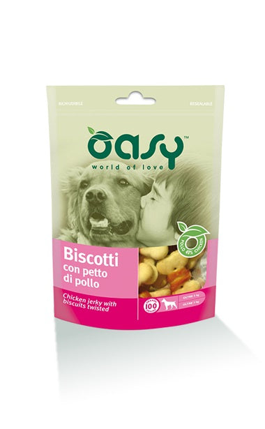 OASY CANE SNACK BUSTA BISCOTTI CON PETTO DI POLLO 100 GR