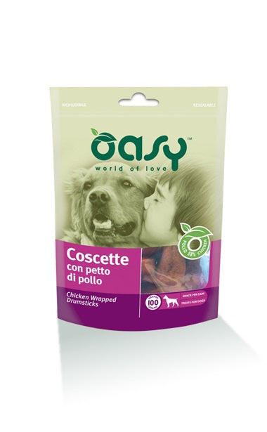 OASY CANE SNACK BUSTA COSCETTE CON PETTO DI POLLO 100 GR