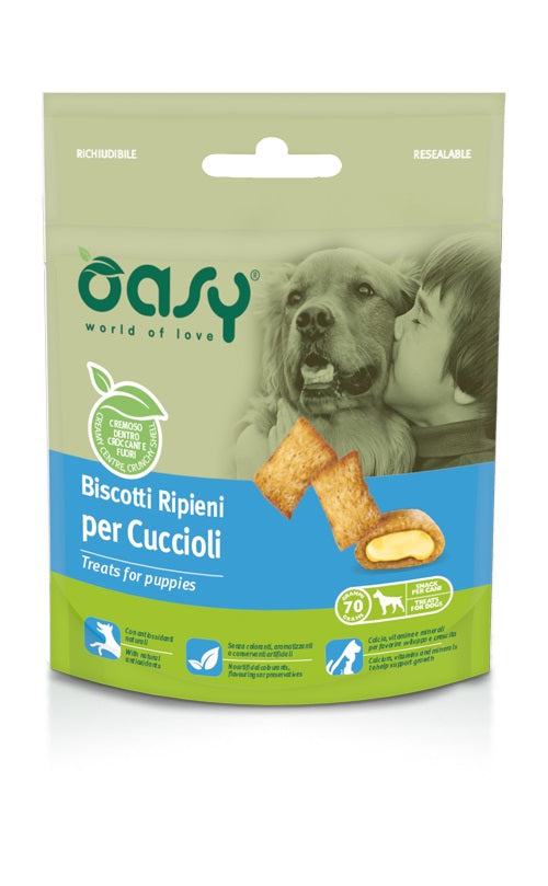 OASY CANE SNACK BISCOTTI RIPIENI PUPPY POLLO 70 GR