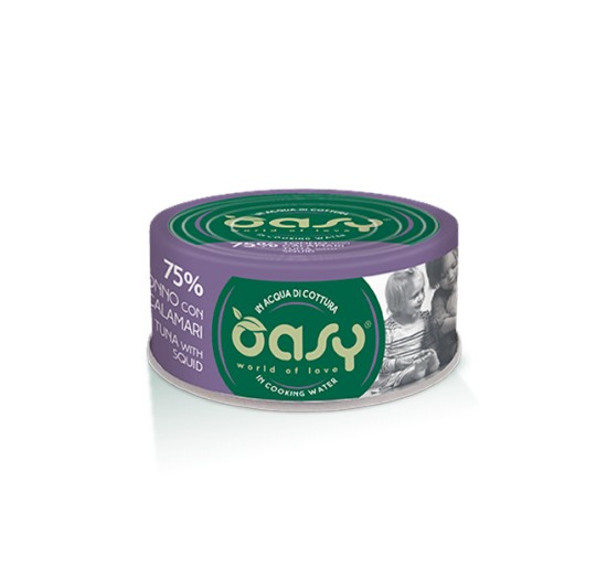 OASY GATTO MORE LOVE IN LATTINA ADULTO TONNO & CALAMARI 70 GR