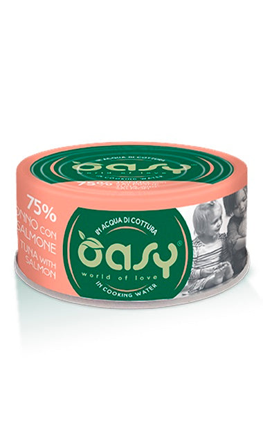 OASY GATTO MORE LOVE IN LATTINA ADULTO TONNO & SALMONE 70 GR