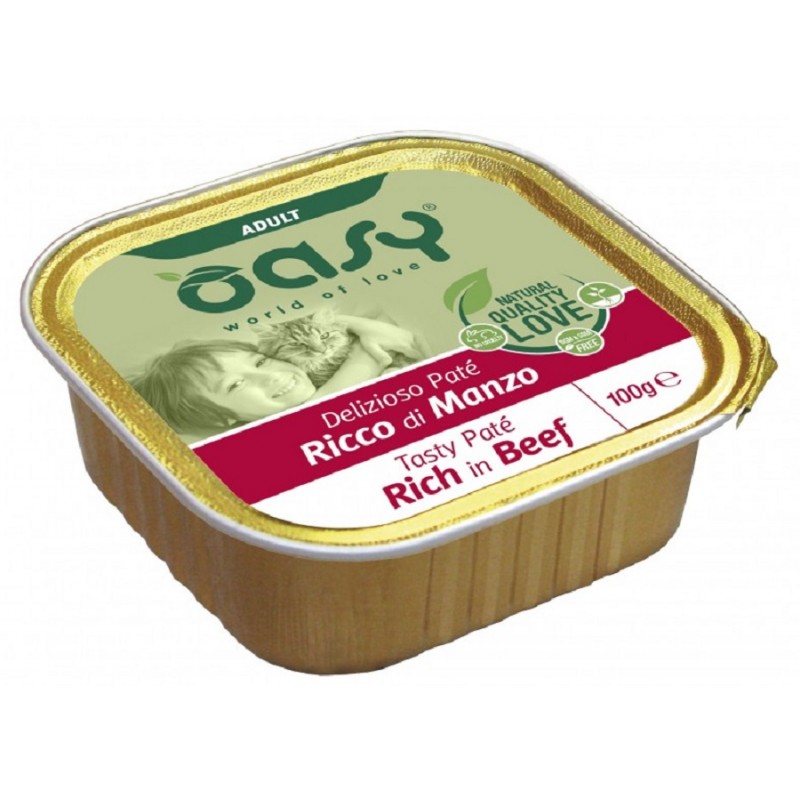 OASY GATTO DELIZIOSO PATE' ADULTO MANZO 100 GR