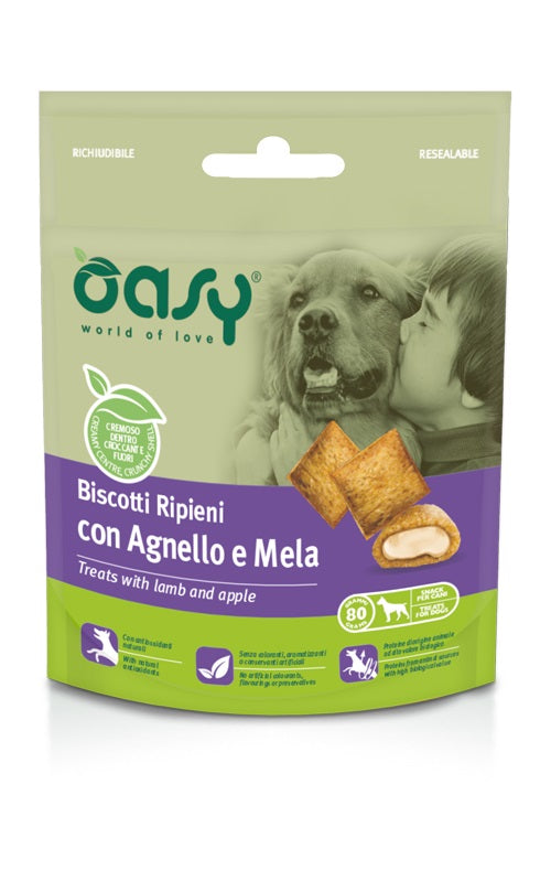 Oasy Cane Snack Biscotti Ripieni Adulto Agnello & Mela 80 g