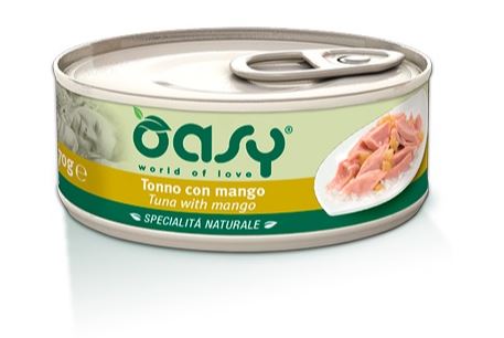 OASY GATTO SPECIALITA' NATURALI IN LATTINA ADULTO TONNO & MANGO 70 GR