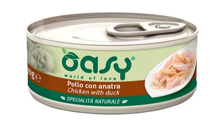 OASY GATTO SPECIALITA' NATURALI IN LATTINA ADULTO POLLO & ANATRA 70 GR