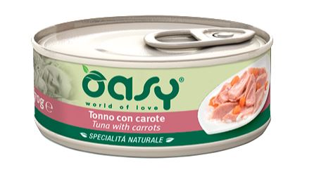 OASY GATTO SPECIALITA' NATURALI IN LATTINA ADULTO TONNO & CAROTE 70 GR