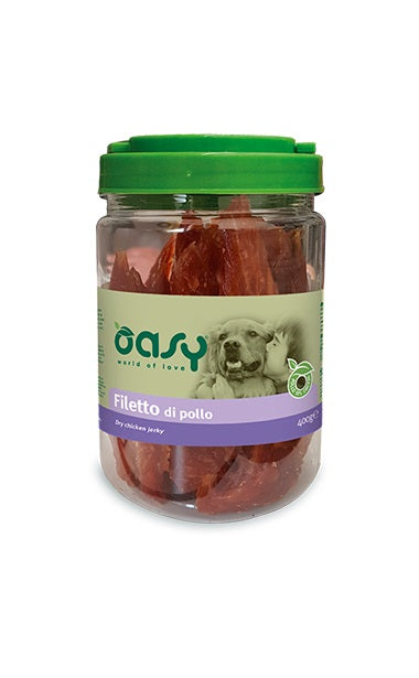 OASY CANE SNACK BARATTOLO FILETTO DI POLLO 400 GR