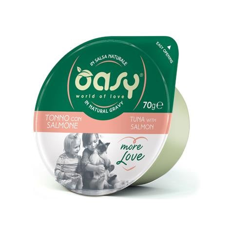 OASY GATTO MORE LOVE IN CUP ADULTO TONNO & SALMONE 70 GR