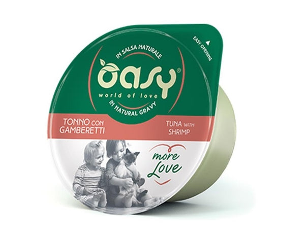 OASY GATTO MORE LOVE IN CUP ADULTO TONNO & GAMBERETTI 70 GR