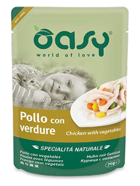 OASY GATTO SPECIALITA' NATURALI IN BUSTA ADULTO POLLO & VERDURE 70 GR