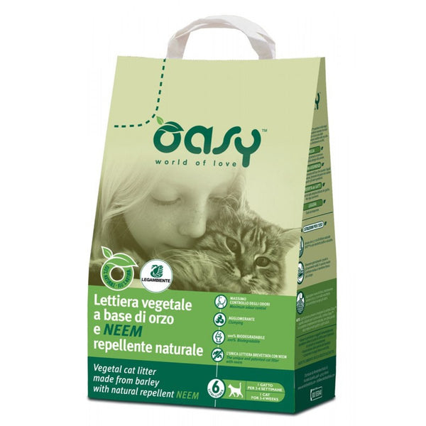 OASY GATTO LETTIERA VEGETALE CELLULOSA & LIEVITI NATURALI 6L 2,4 KG