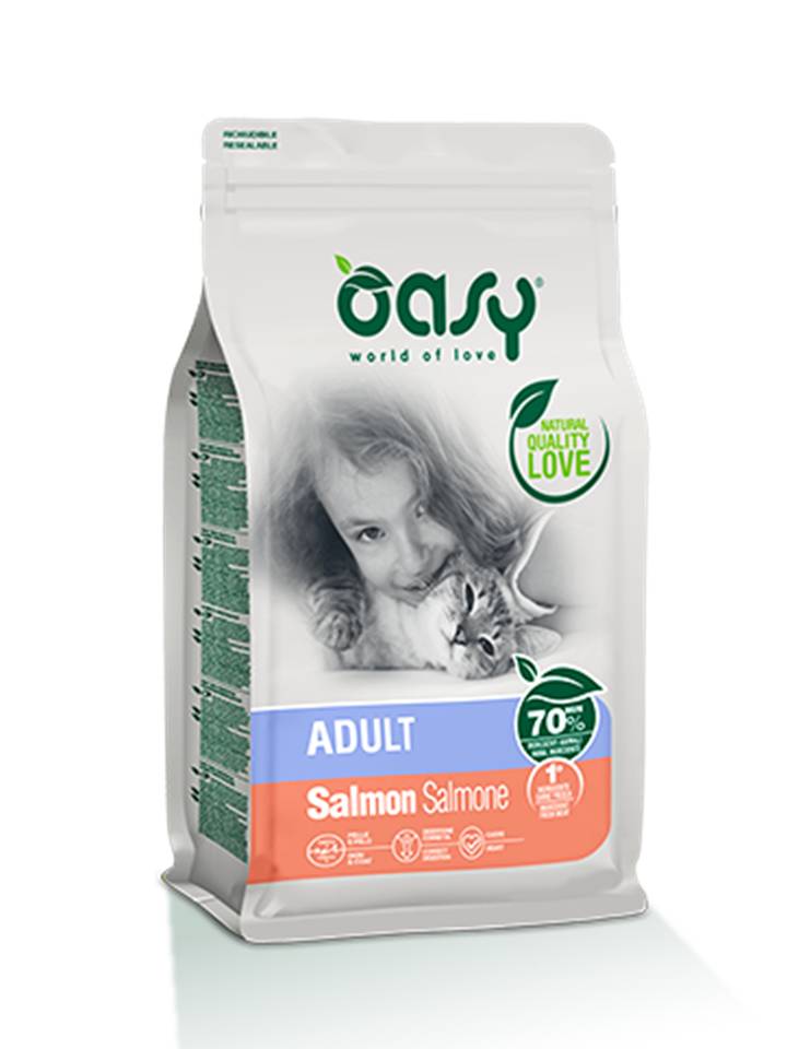 PRODOTTO NON PIU' IN COMMERCIO OASY GATTO LIFESTAGE ADULTO SALMONE 1,5 KG NEW PACK