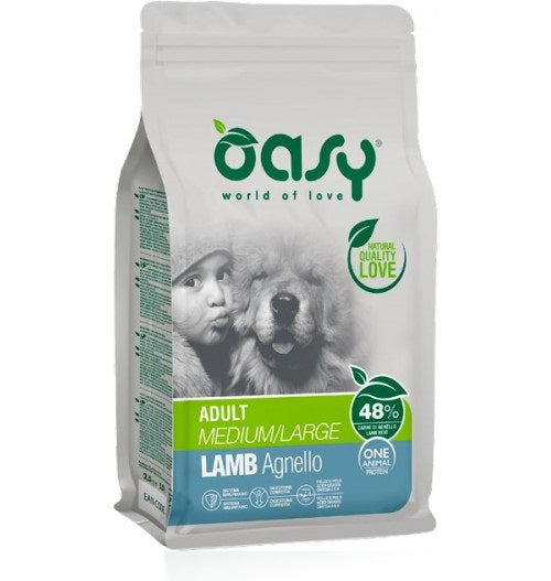 PRODOTTO NON PIU' IN COMMERCIO OASY CANE OAP ADULTO MEDIUM&LARGE AGNELLO 2,5 KG NEW PACK