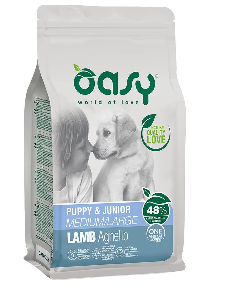 OASY CANE OAP PUPPY&JUNIOR MEDIUM&LARGE AGNELLO 12 KG NEW PACK