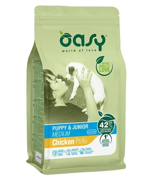 OASY CANE LIFESTAGE PUPPY&JUNIOR MEDIUM POLLO 12 KG NEW PACK
