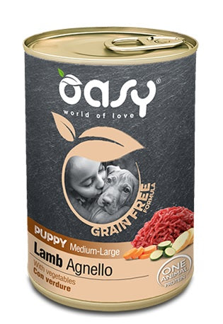OASY CANE GRAIN FREE PUPPY MEDIUM&LARGE TOCCHETTI DI AGNELLO & VERDURE 400 GR