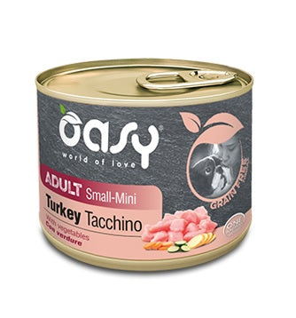 OASY CANE GRAIN FREE ADULTO SMALL&MINI TOCCHETTI DI TACCHINO & VERDURE 200 GR