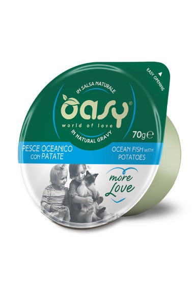 OASY GATTO MORE LOVE IN CUP ADULTO PESCE OCEANICO & PATATE 70 GR