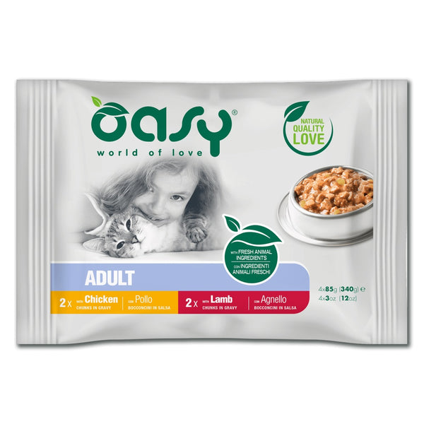 OASY GATTO BOCCONCINI MULTIPACK ADULTO POLLO+AGNELLO CF. (4X85) GR