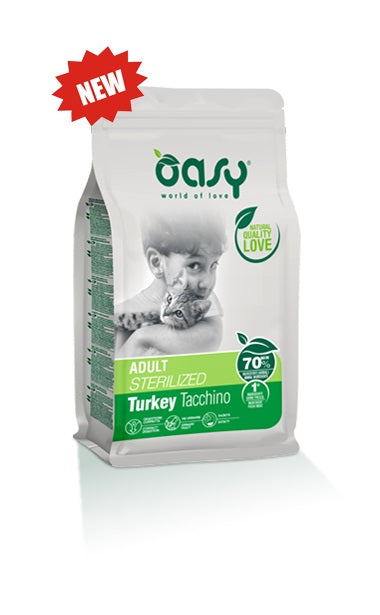 PRODOTTO NON PIU' IN COMMERCIO OASY GATTO LIFESTAGE ADULTO STERILIZZATO TACCHINO 300 GR NEW PACK