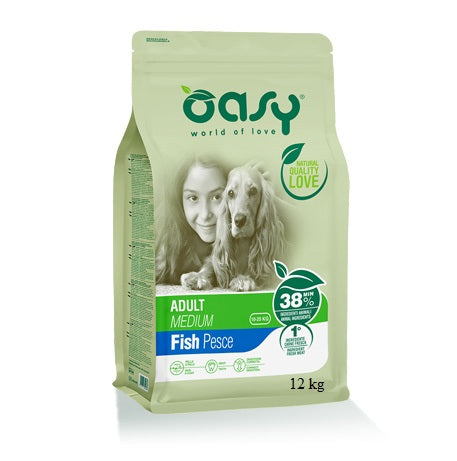 Oasy Cane Lifestage Adulto Medium Pesce 12 kg
