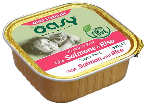 OASY GATTO DELIZIOSO PATE' ADULTO STERILIZZATO SALMONE & RISO 100 GR